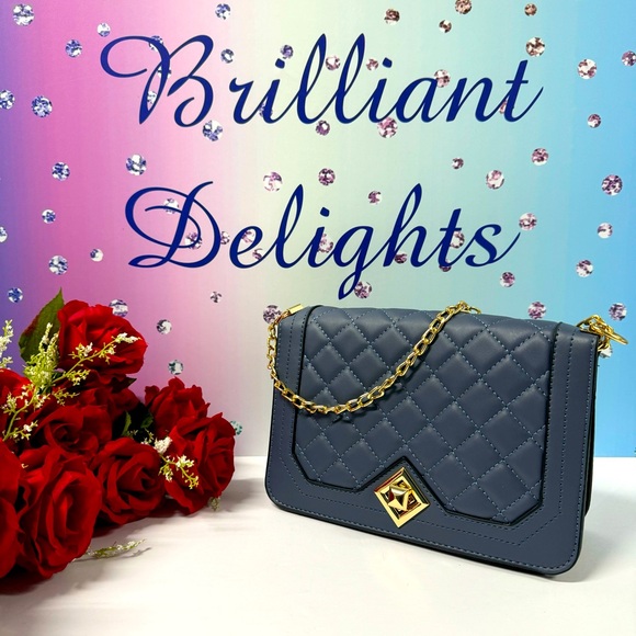 SUPER SALE QUILTED FLAP BAG SLATE BLUE - Picture 1 of 10